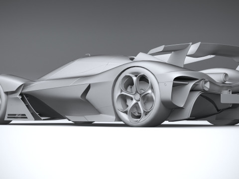 Alfa Romeo 8C-R Tazio 2020 LowPoly Modello 3D