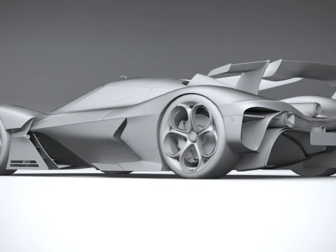 Alfa Romeo 8C-R Tazio 2020 LowPoly 3D Model