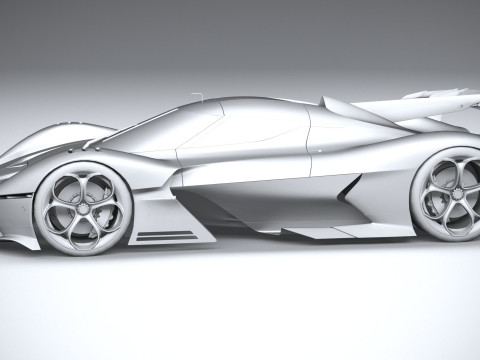Alfa Romeo 8C-R Tazio 2020 LowPoly Modello 3D
