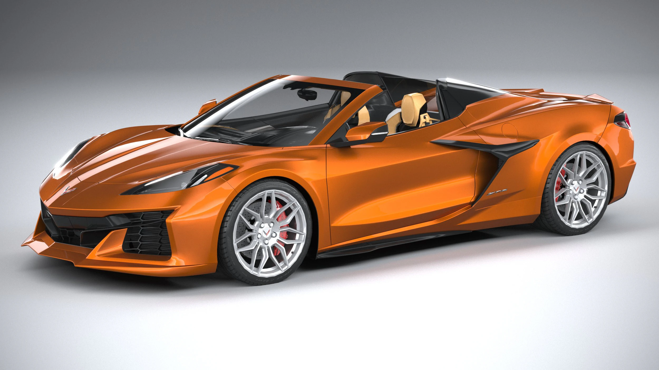 Chevrolet Corvette C8 Z06 Convertible 2023 lowpoly 3D Model .c4d .max .obj .3ds .fbx .stl .blend 