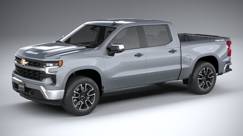 Chevrolet Silverado 1500 LT 2022 3D Модель .c4d .max .obj .3ds .fbx .stl .blend