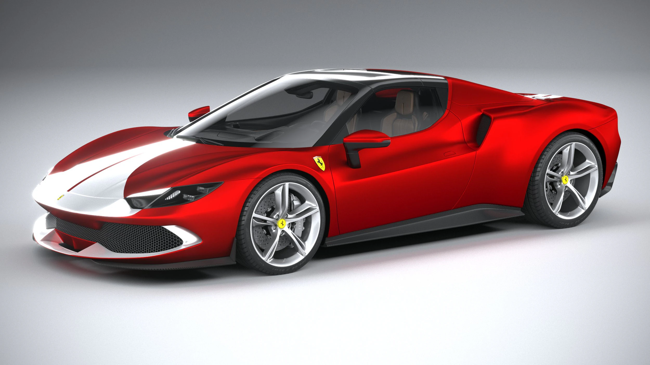 Ferrari 296 GTS Red 2023 3D Model .c4d .max .obj .3ds .fbx .stl .blend 