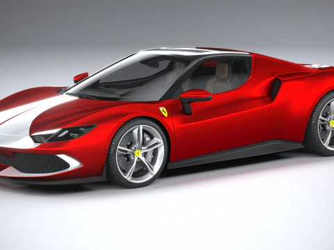 फेरारी 296 जीटीएस रेड 2023 3D मॉडल