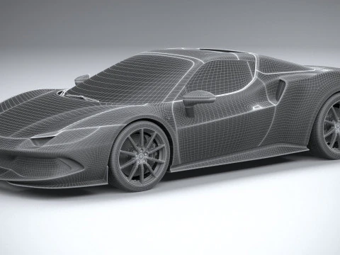 Ferrari 296 GTS Red 2023 3D Model