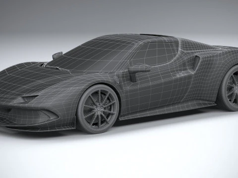 Ferrari 296 GTS Red 2023 3D Model