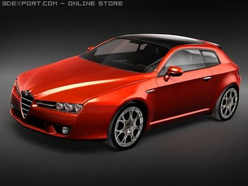 Alfa Romeo Brera LowPoly 3D Model .c4d .max .obj .3ds .fbx .stl .blend