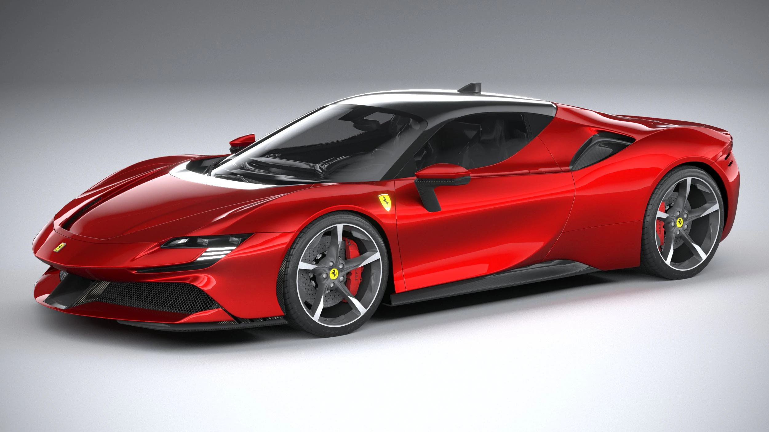 Ferrari SF90 Stradale 2021 LowPoly 3D Model .c4d .max .obj .3ds .fbx .stl .blend 