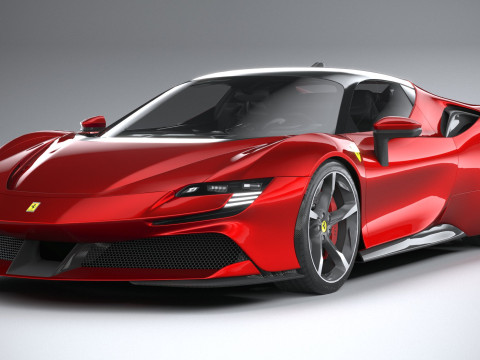 Ferrari SF90 Stradale 2021 LowPoly 3D मॉडल
