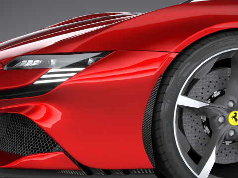 Ferrari SF90 Stradale 2021 LowPoly 3D मॉडल