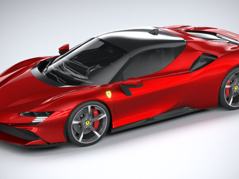 Ferrari SF90 Stradale 2021 LowPoly 3D मॉडल
