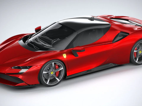Ferrari SF90 Stradale 2021 LowPoly 3D Model