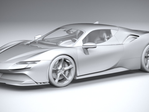 Ferrari SF90 Stradale 2021 LowPoly 3D मॉडल