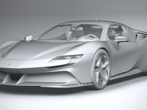 Ferrari SF90 Stradale 2021 LowPoly 3D मॉडल