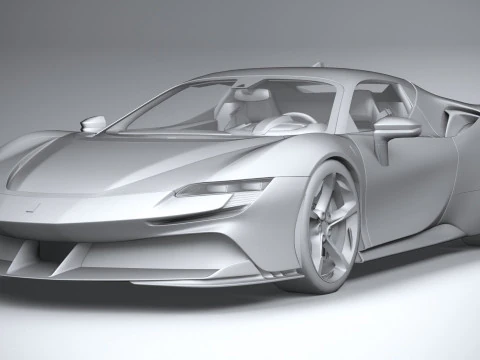 Ferrari SF90 Stradale 2021 LowPoly 3D Model
