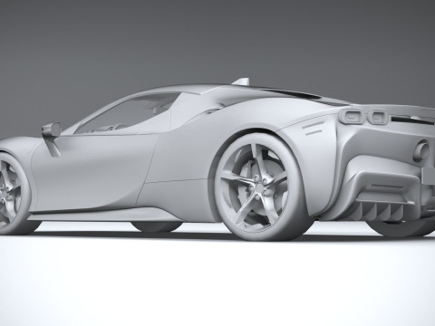 Ferrari SF90 Stradale 2021 LowPoly 3D मॉडल