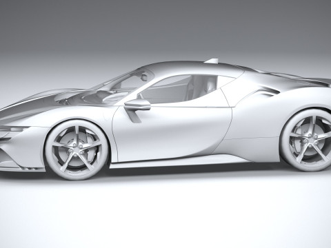 Ferrari SF90 Stradale 2021 LowPoly 3D मॉडल