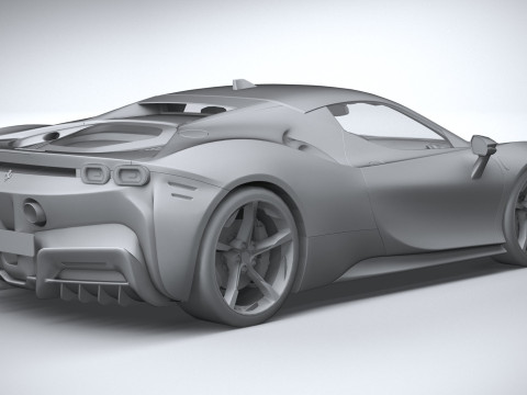 Ferrari SF90 Stradale 2021 LowPoly 3D मॉडल