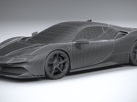 Ferrari SF90 Stradale 2021 LowPoly 3D मॉडल