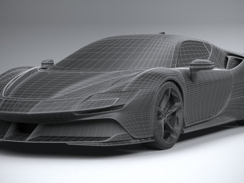 Ferrari SF90 Stradale 2021 LowPoly 3D मॉडल