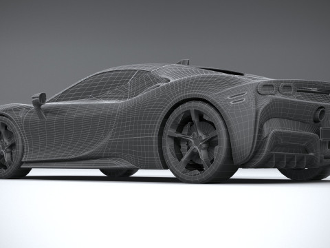 Ferrari SF90 Stradale 2021 LowPoly 3D मॉडल