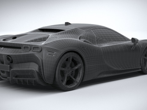 Ferrari SF90 Stradale 2021 LowPoly 3D मॉडल