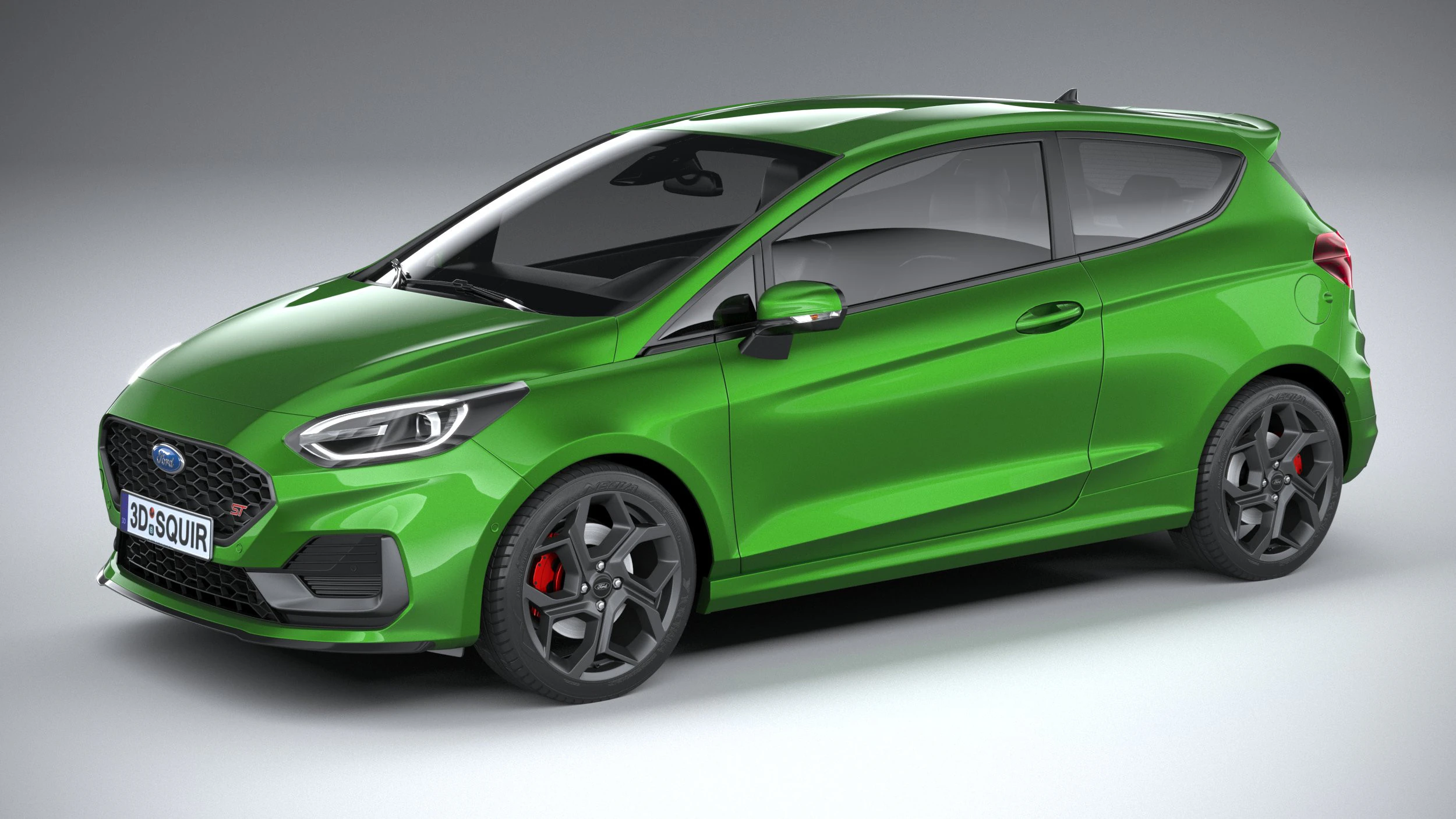 Fiesta ST 3-door 2022 3D Model .c4d .max .obj .3ds .fbx .stl .blend 