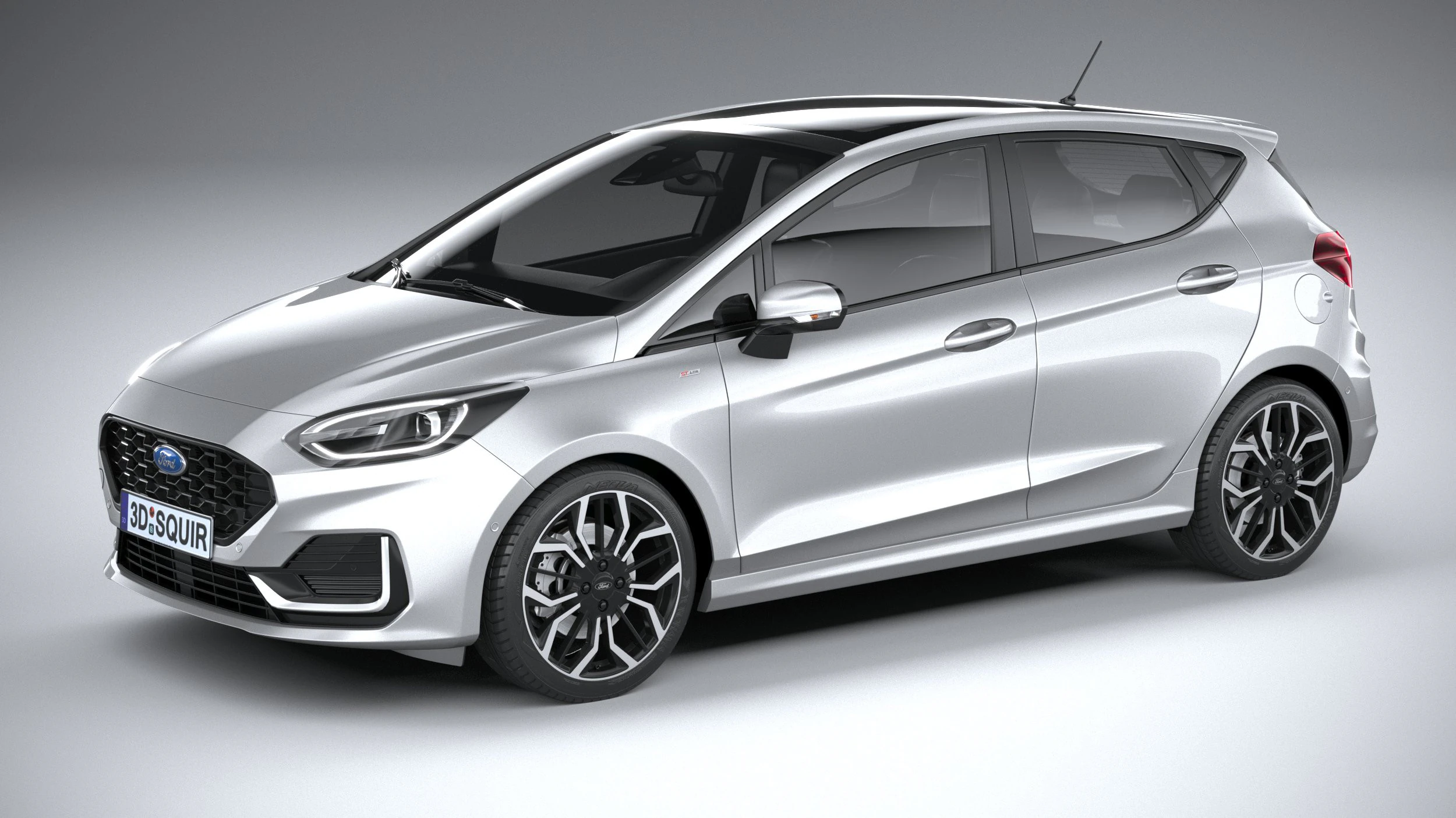 Fiesta ST-Line 5-door 2022 3D Model .c4d .max .obj .3ds .fbx .stl .blend 