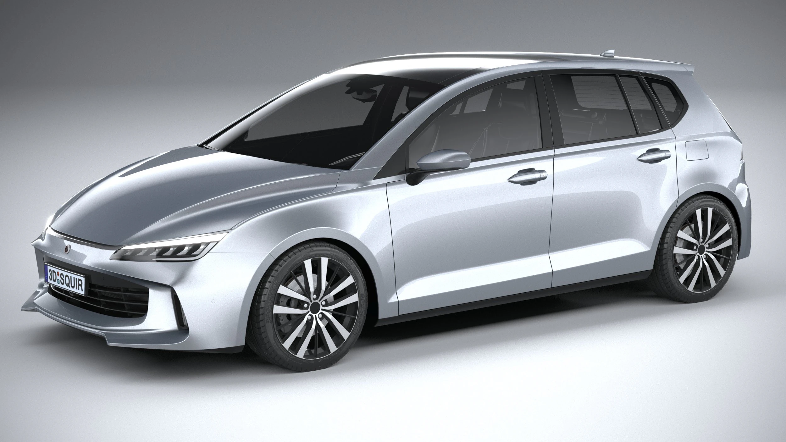 Generic Hatchback v1 2022 LowPoly 3D Model .c4d .max .obj .3ds .fbx .stl .blend 