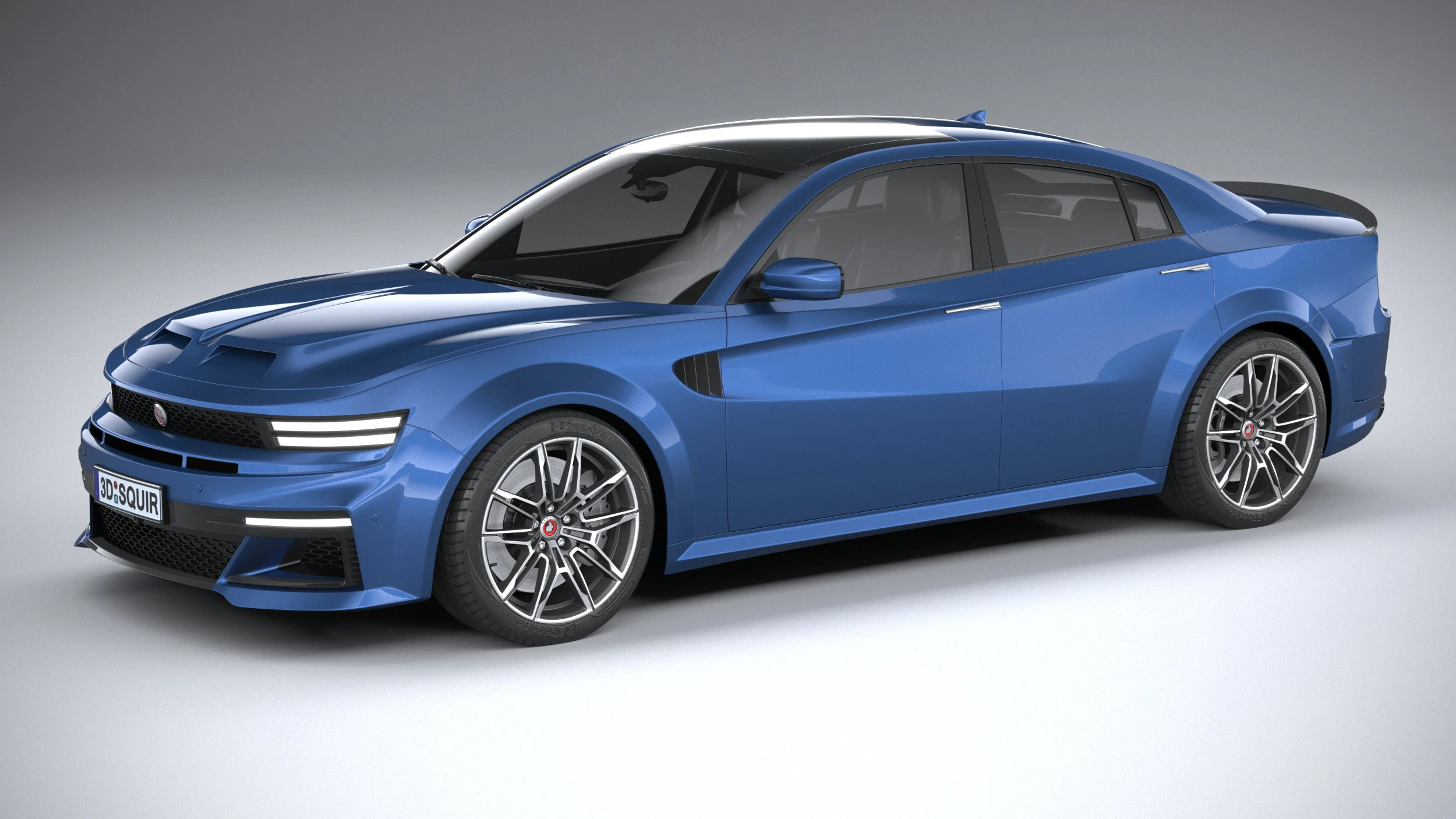 Generic Muscle Sedan 2022 3D Model .c4d .max .obj .3ds .fbx .stl .blend