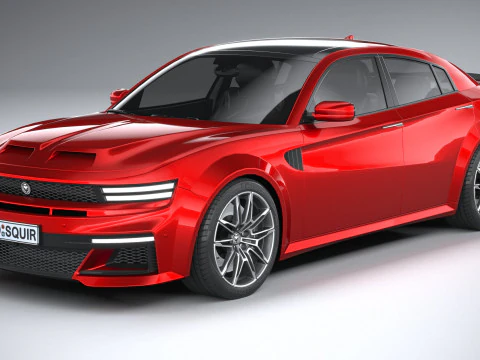 Berline musculaire g&eacute;n&eacute;rique 2022 LowPoly Modèle 3D