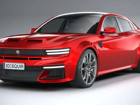 Berline musculaire g&eacute;n&eacute;rique 2022 LowPoly Modèle 3D