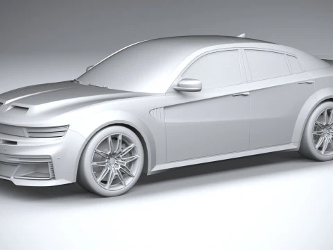 Berline musculaire g&eacute;n&eacute;rique 2022 LowPoly Modèle 3D