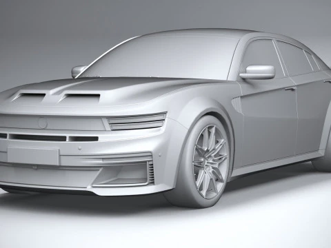 Berline musculaire g&eacute;n&eacute;rique 2022 LowPoly Modèle 3D