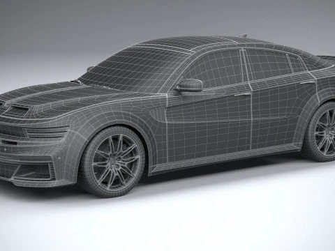 Berline musculaire g&eacute;n&eacute;rique 2022 LowPoly Modèle 3D