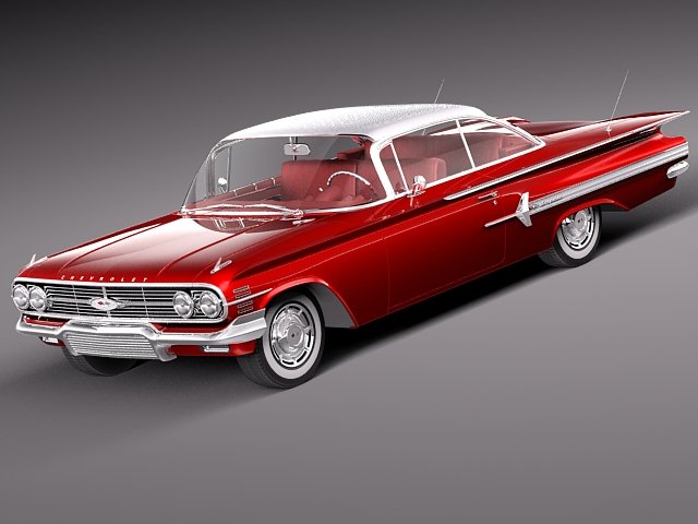Chevrolet Impala 1960 coupe 3Dモデル .c4d .max .obj .3ds .fbx .stl .blend 