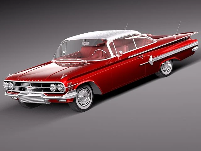 Chevrolet Impala 1960 coupe 3D Model .c4d .max .obj .3ds .fbx .stl .blend 