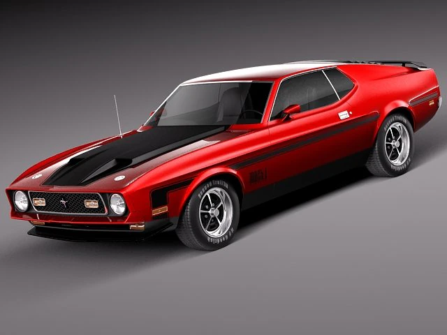 Mustang Mach-1 1971 3D Model .c4d .max .obj .3ds .fbx .stl .blend