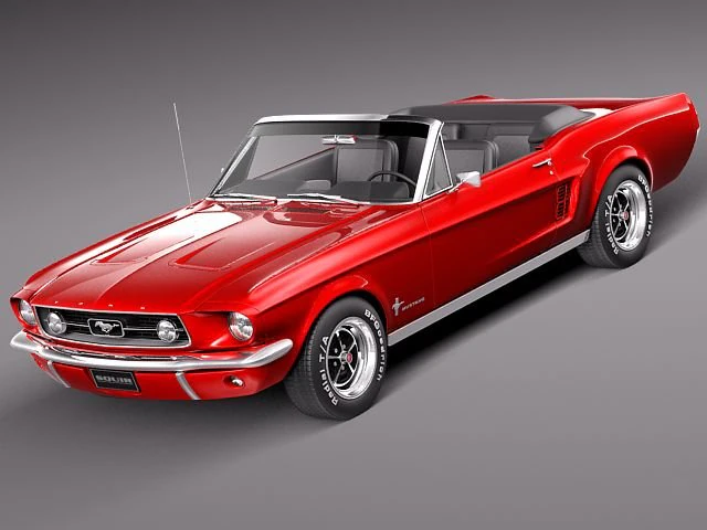 Mustang 1967 Convertible 3D Model .c4d .max .obj .3ds .fbx .stl .blend