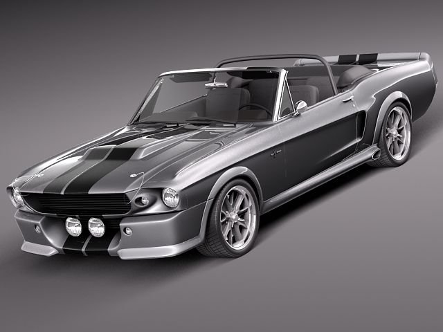 Mustang GT500 Eleanor 1967 convertible 3D Model .c4d .max .obj .3ds .fbx .stl .blend 