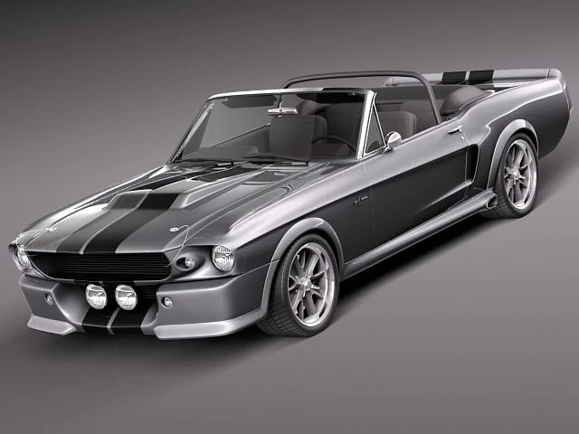 Mustang GT500 Eleanor 1967 convertible 3D Model .c4d .max .obj .3ds .fbx .stl .blend 