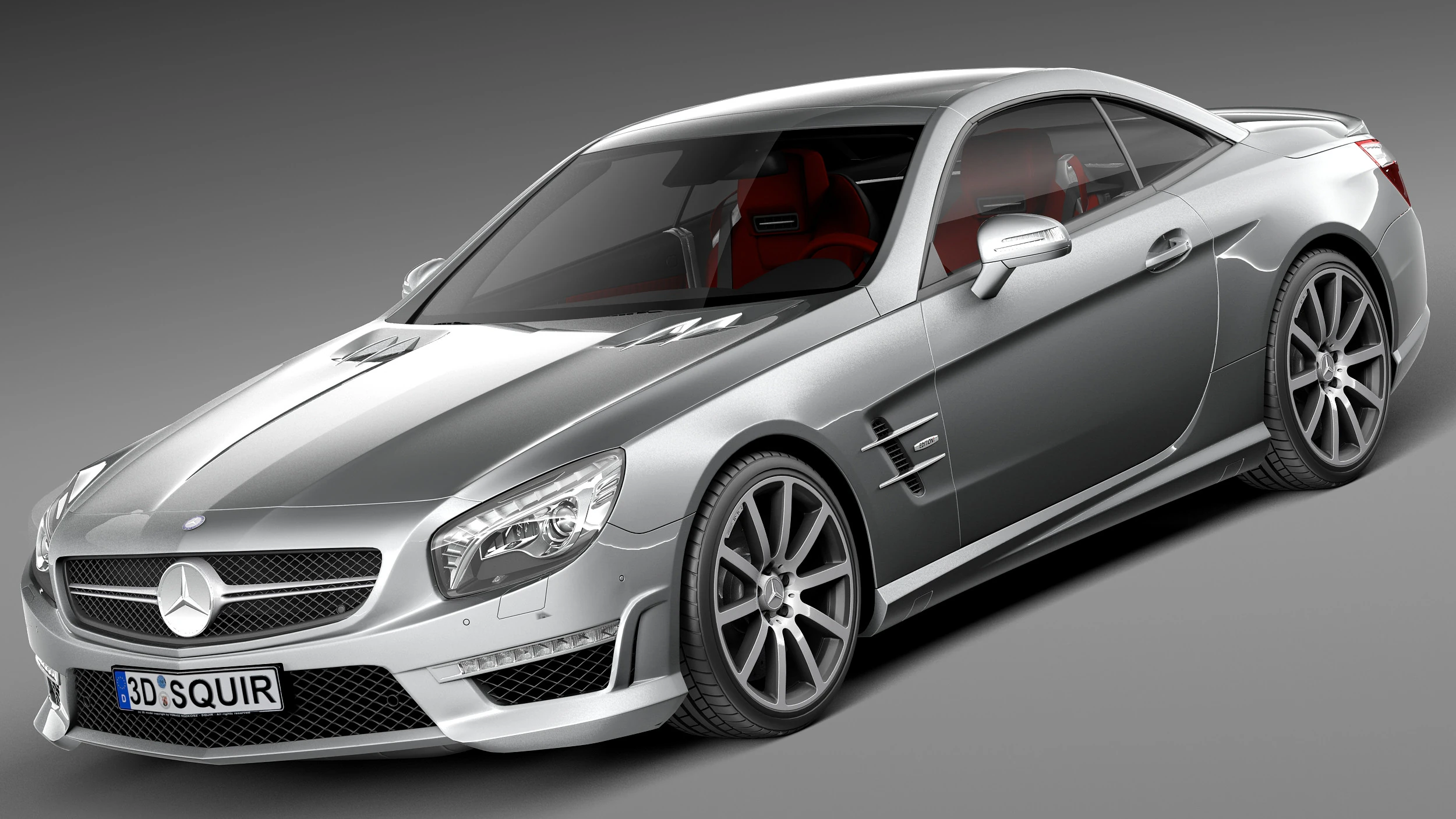 Mercedes-Benz SL 63 AMG 2013 3D Model .c4d .max .obj .3ds .fbx .stl .blend