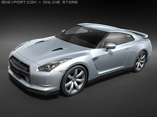 Nissan GT-R 2008 midpoly 3D Model .c4d .max .obj .3ds .fbx .stl .blend 