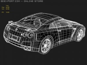 Nissan GT-R 2008 midpoly Modelo 3D