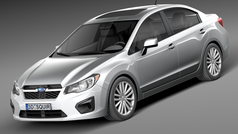 Subaru Impreza Sedan 2013 3D Модель .c4d .max .obj .3ds .fbx .stl .blend 