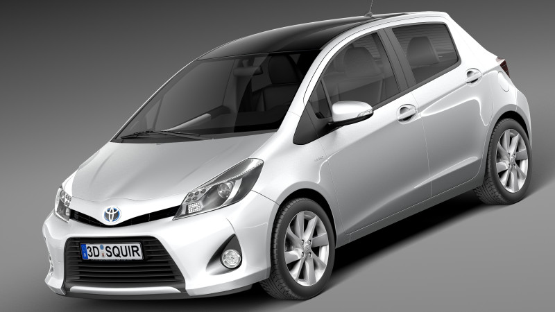 Toyota Yaris Hybrid 2013 Model 3D .c4d .max .obj .3ds .fbx .stl .blend