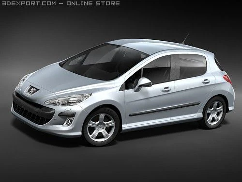 Peugeot 308 midpoly 3D Model .c4d .max .obj .3ds .fbx .stl .blend 