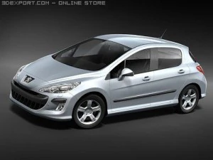 푸조 308 미드폴리 3D 모델