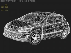 Peugeot 308 midpoly 3D Model