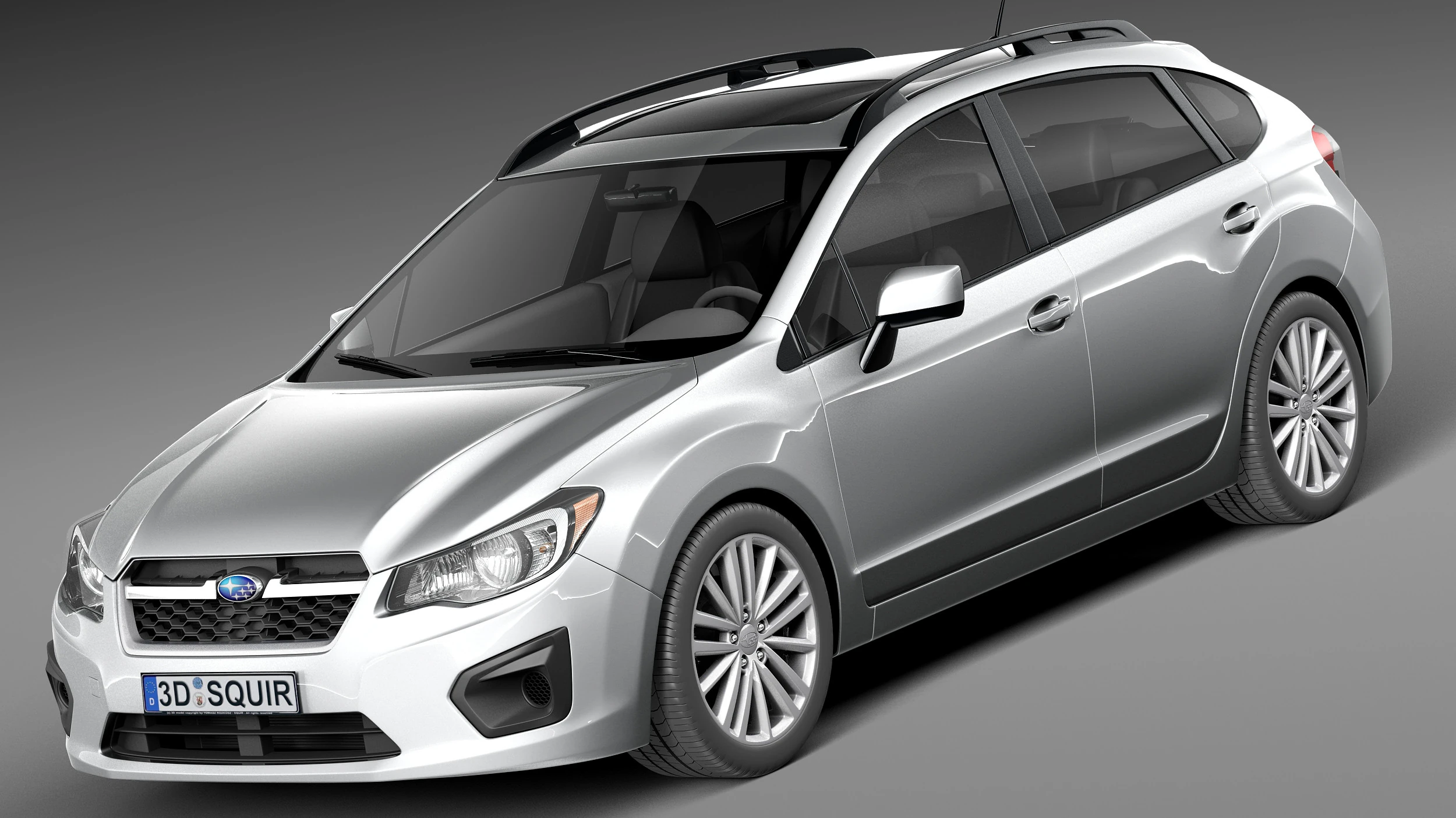 Subaru Impreza 5-door 2013 3D Model .c4d .max .obj .3ds .fbx .stl .blend