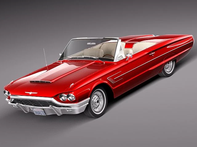 Thunderbird 1965 Convertible 3D Model .c4d .max .obj .3ds .fbx .stl .blend 